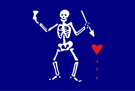 Charles Harris Blue Old Roger Pirate Flag