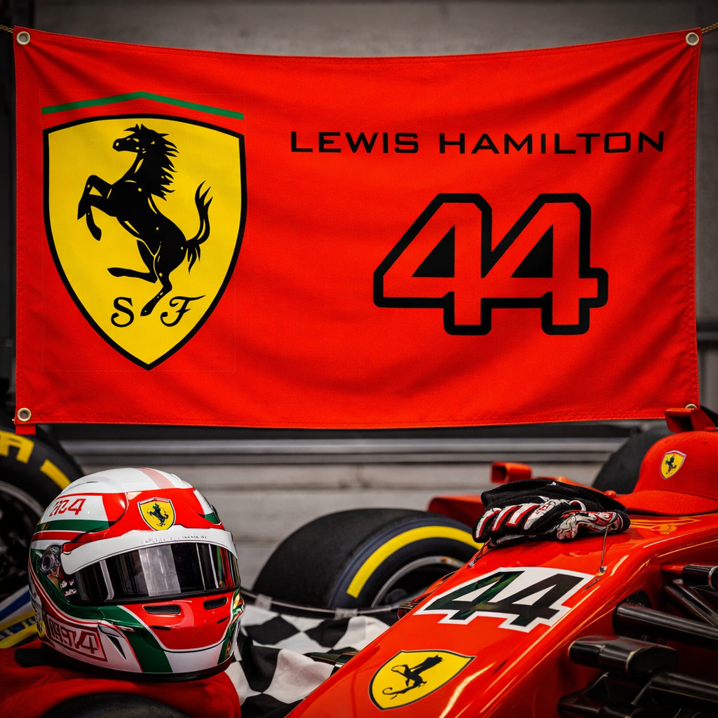 Drapeau Ferrari Lewis Hamilton F1