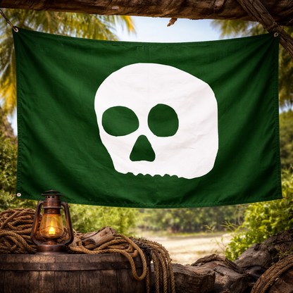 Green Barbary Corsairs Skull Flag