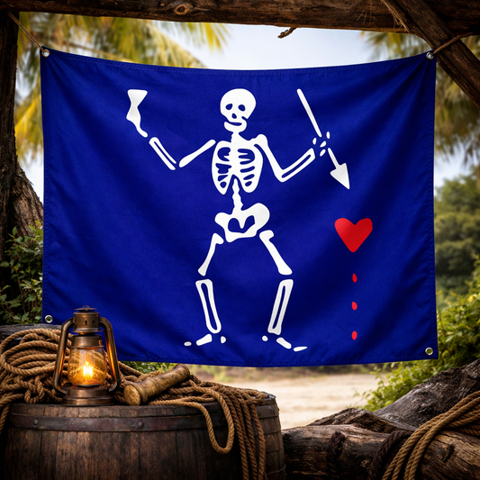 Charles Harris Blue Old Roger Pirate Flag