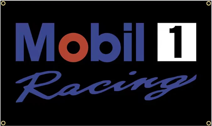Mobil Flags Mobil 1 Racing Oil Flag – Motorsport Wall Banner for Garage, Workshop ...
